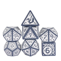 Grey with White Irregular Pattern Fill: 7-Piece Acrylic Dice Set (Online Only)
