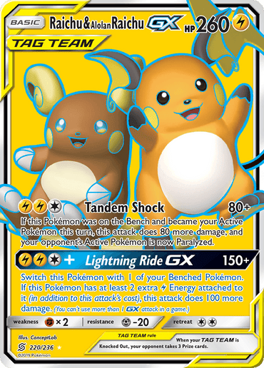 Raichu & Alolan Raichu GX (220/236) [Sun & Moon: Unified Minds] (Online Only)