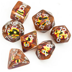 Brown Demon Eye Dragon Eye Dice 7-Dice Set Resin Dungeons and Dragons Dice (Online Only)