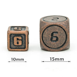 Silver Mini Metal Dice Ancient Effect | (10mm to 15mm) 7-Dice Udixi RPG (Online Only)