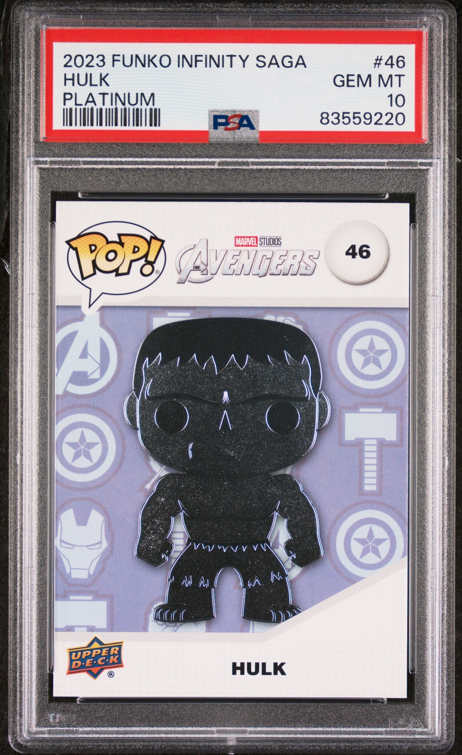 2023 UPPER DECK FUNKO POP MARVEL  HULK PLATINUM #46  PSA 10 (Online Order Only)