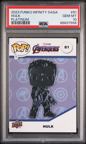 2023 UPPER DECK FUNKO POP MARVEL  HULK PLATINUM #81  PSA 10 (Online Order Only)