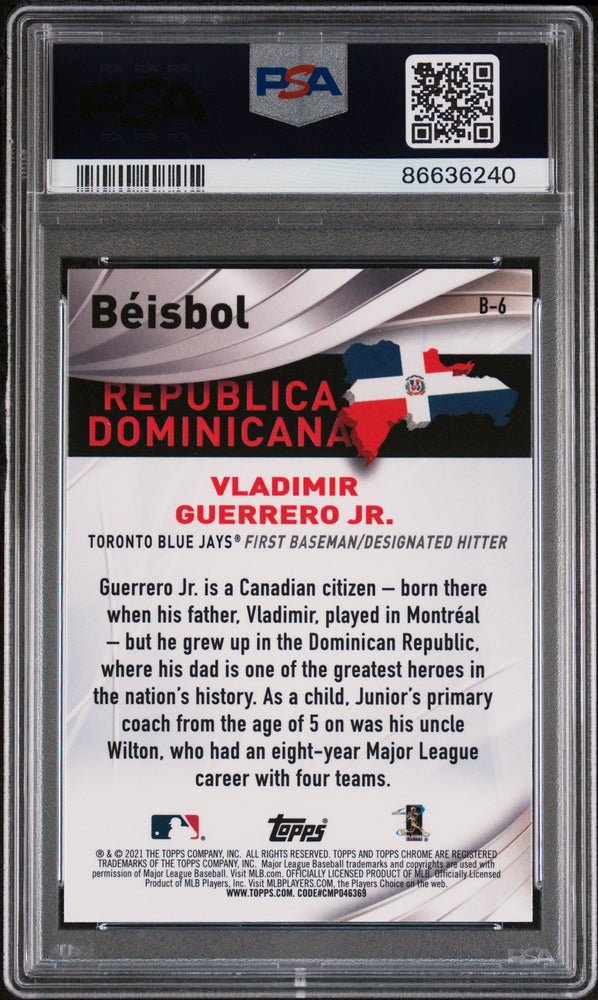 2021 TOPPS CHROME BEISBOL VLADIMIR GUERRERO JR #B6 - PSA 10 (Online Order Only)