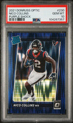 Graded 2021 Panini Donruss Optic Nico Collins #230 Purple Shock Rookie RC Football Card PSA 10 Gem Mint (ONLINE ORDER ONLY)