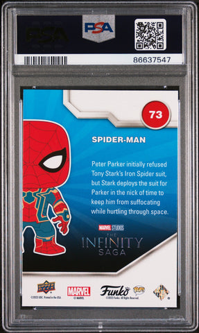 2023 UPPER DECK FUNKO POP MARVEL  SPIDERMAN PLATINUM #73  PSA 10 (Online Order Only)