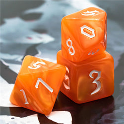 Orange Macaron 7-Dice Blend Set w/White Numbers (Online Only)
