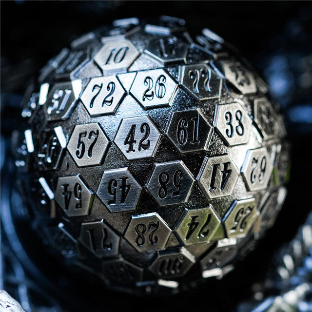 Silver Plated Ancient Metal d100 Dungeons and Dragons RPG (Online Only)