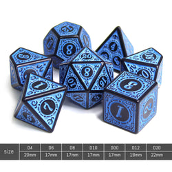 Blue Magic Flame 7-Dice Set DND RPG Dice Black w/Color Fill (Online Only)