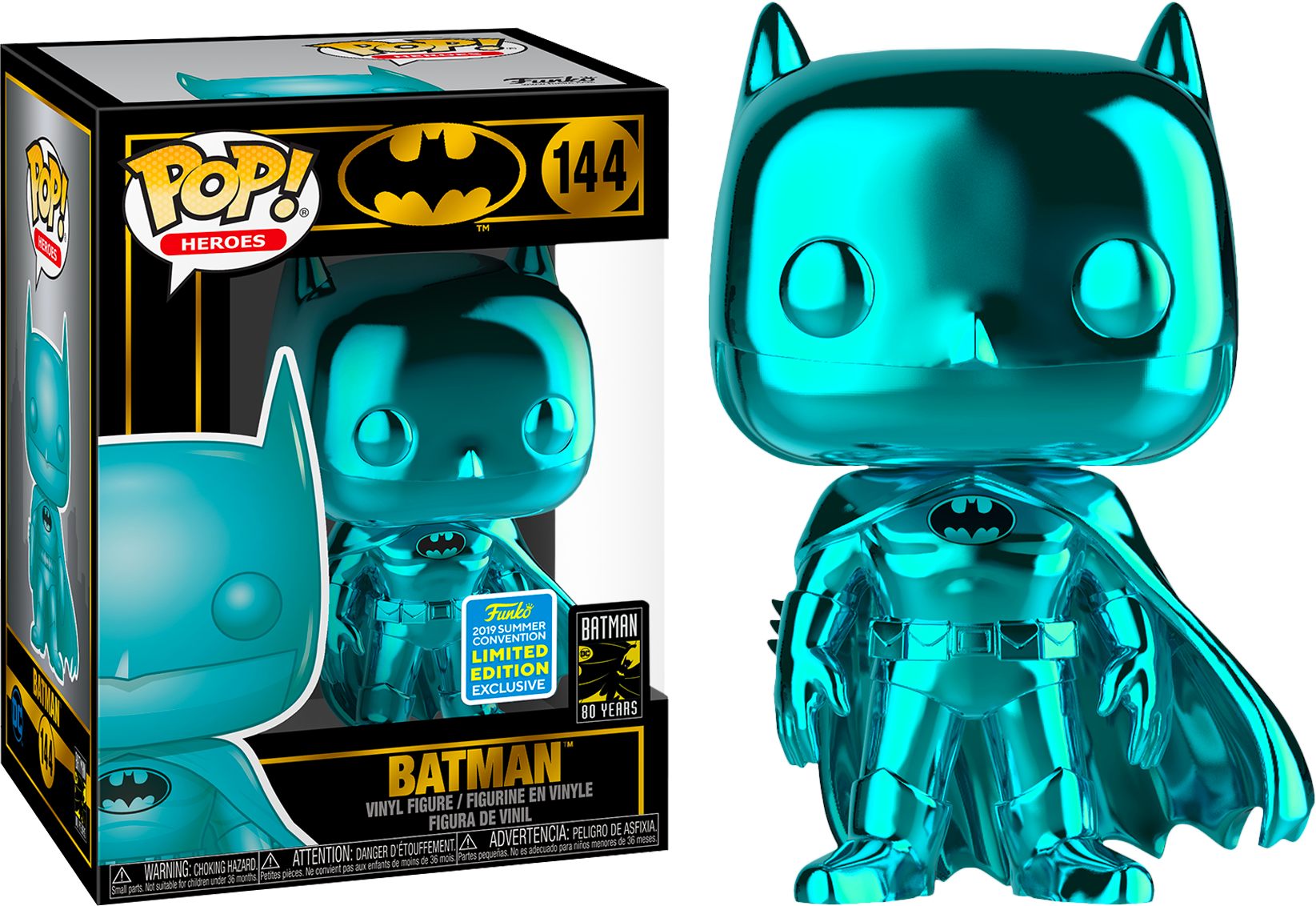 Funko POP! DC Super Heroes - Teal Chrome Batman Vinyl Figure #144 2019 Summer Convention Exclusive (READ DESCRIPTION) (ONLINE ORDER ONLY)