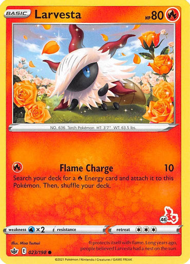 Larvesta (23/198) (Cinderace Stamp #46) [Battle Academy 2022] (Online Only)