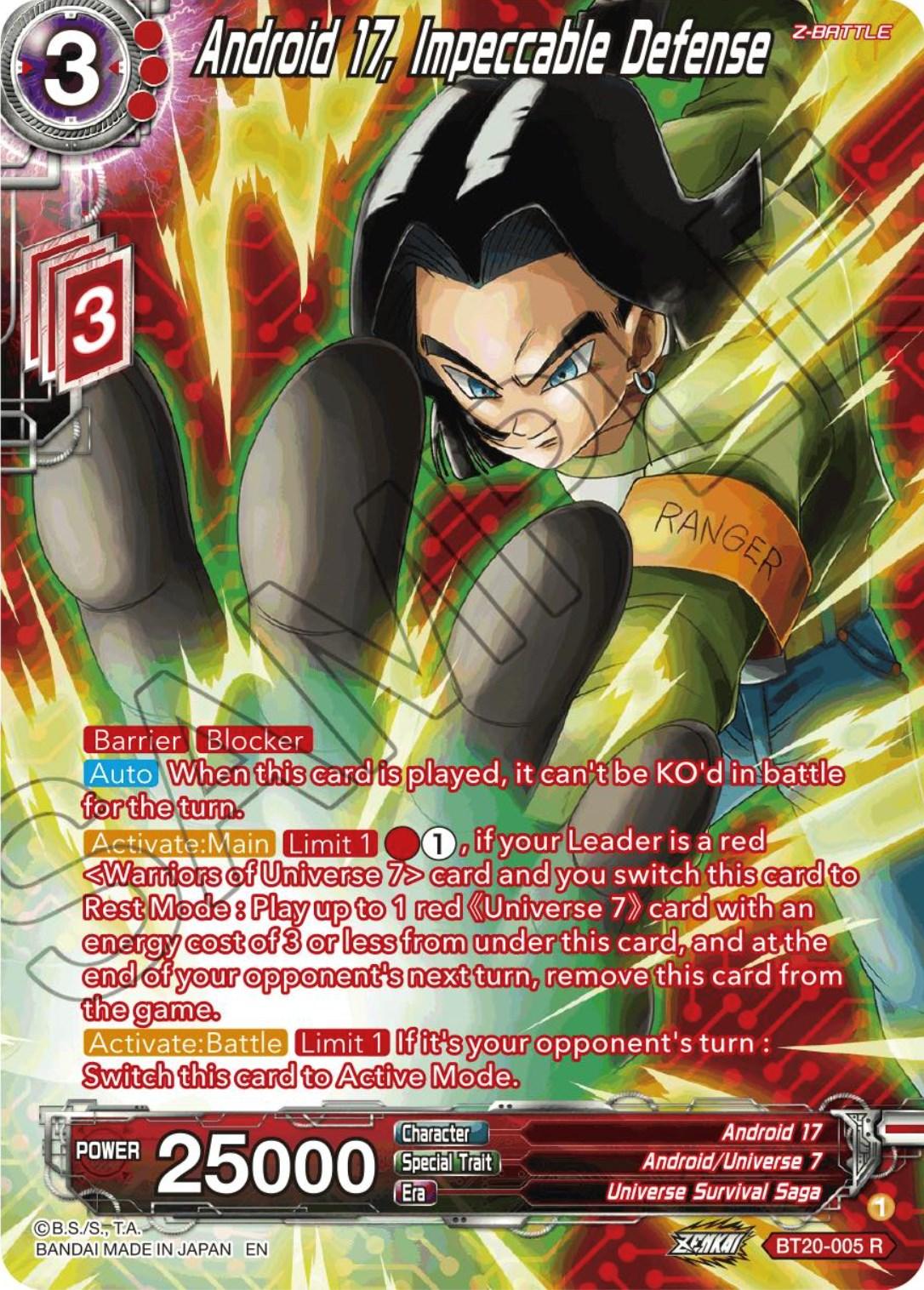 Android 17, Impeccable Defense (Silver Foil) (BT20-005) [Power Absorbed] (ONLINE ORDER ONLY)
