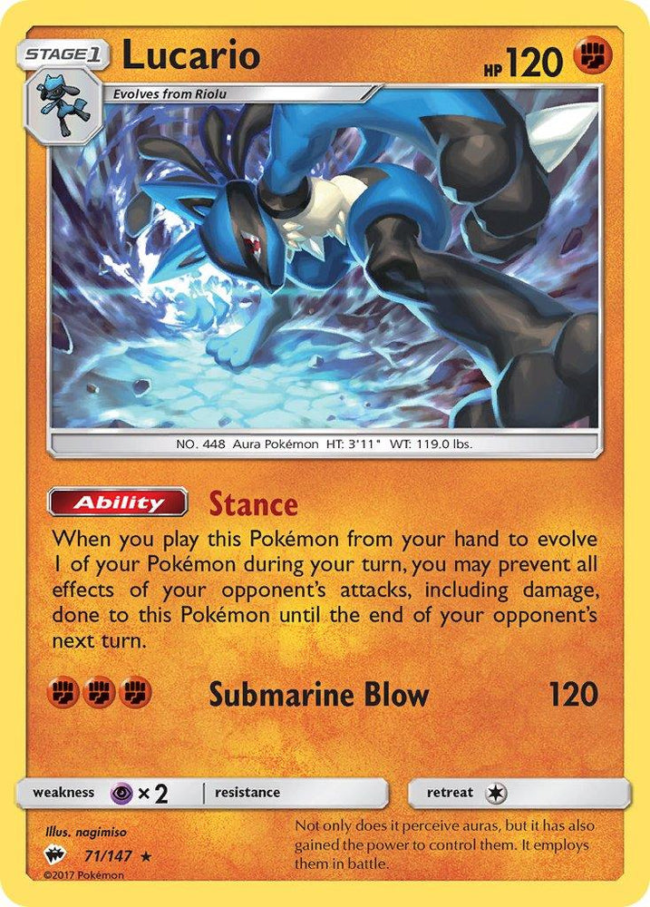 Lucario (71/147) (Theme Deck Exclusive) [Sun & Moon: Burning Shadows] (Online Only)