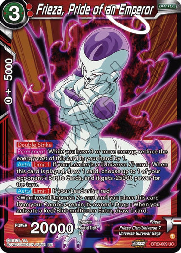 Frieza, Pride of an Emperor (BT20-009) [Power Absorbed] (ONLINE ORDER ONLY)