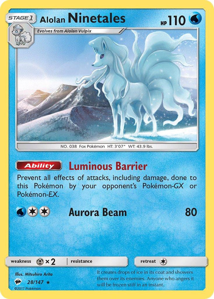 Alolan Ninetales (28/147) (Cracked Ice Holo) (Theme Deck Exclusive) [Sun & Moon: Burning Shadows] (Online Only)