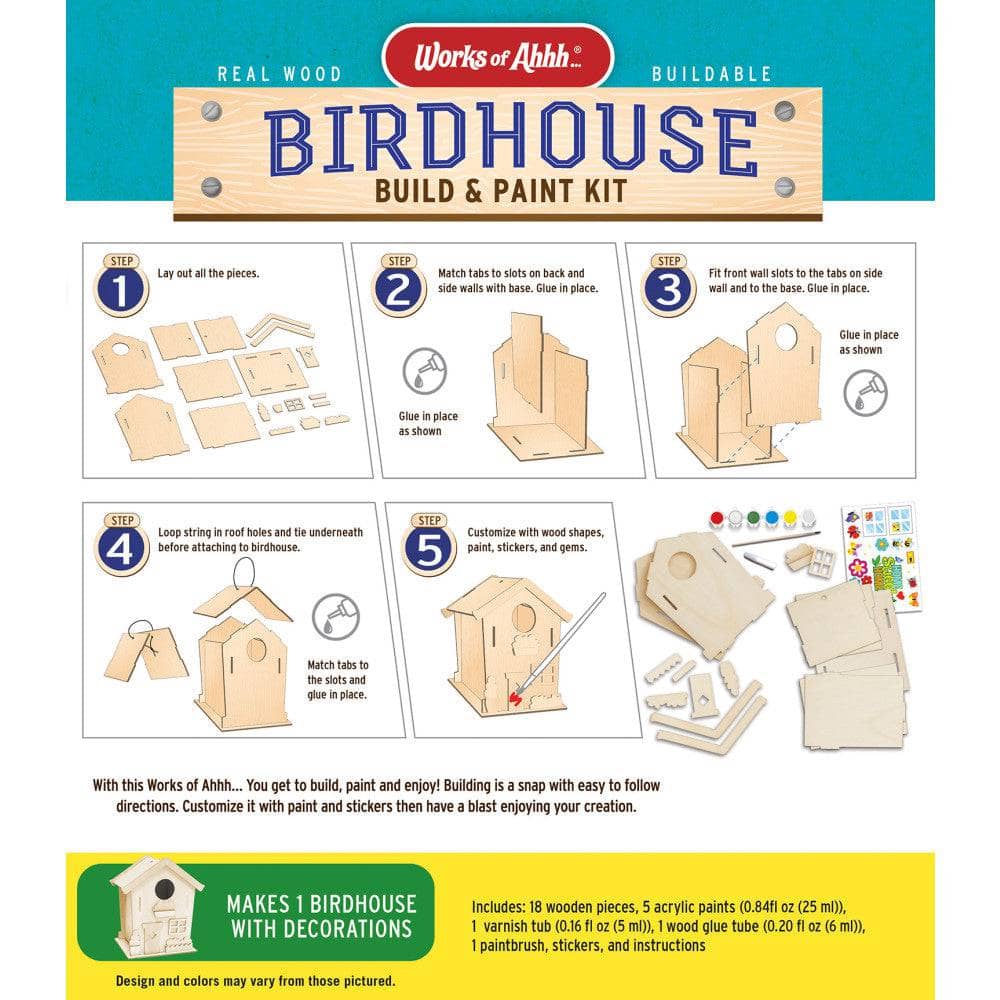 Birdhouse Buildable Wood Craft & Paint Kit (ONLINE ORDER ONLY)