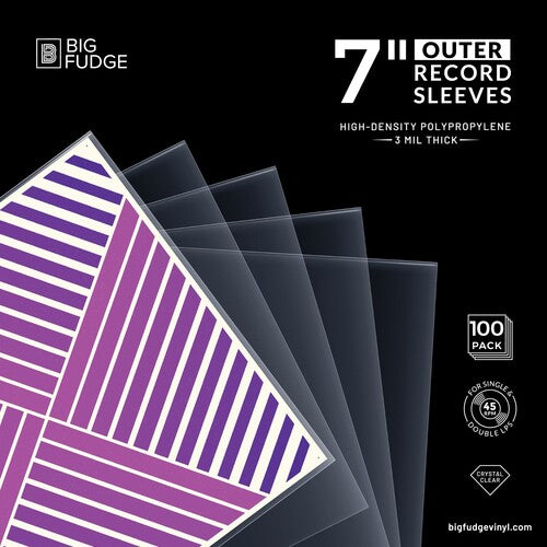 Big Fudge BFOS7x100US 7-inch 45RPM Vinyl Record Outer Sleeves 7.42x7.42 High-Density Polyprolylene 100 Pack Crystal Clear [Sleeves] (ONLINE ORDER ONLY)