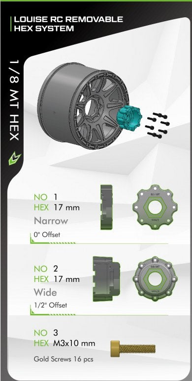 Louise RC ST-Rocket Sport 1/8 3.8 Stadium Truck MFT Belted Road Tires 17mm Hex Hub 0" & 1/2" Offset LT3324X (ONLINE ORDER ONLY)