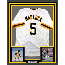 Framed Autographed/Signed Bill Madlock 35x39 Pittsburgh White Baseball Jersey JSA COA