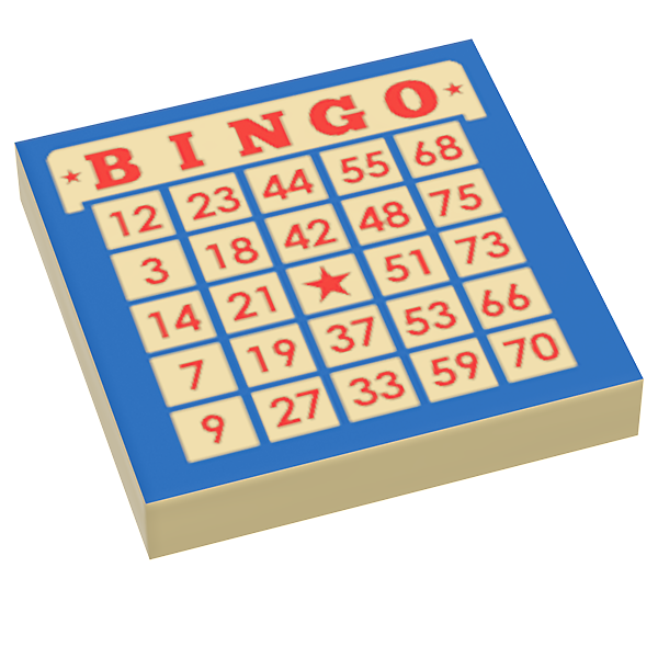Bingo Custom Printed 2x2 Tile made using LEGO part (Online Order Only)