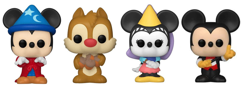 Out-Of-Box Bitty Pop! Sorcerer Mickey, Dale, Princess Minnie & Conductor Mickey (Series 3) 4-Pack w/ Shelf (Online Order Only)