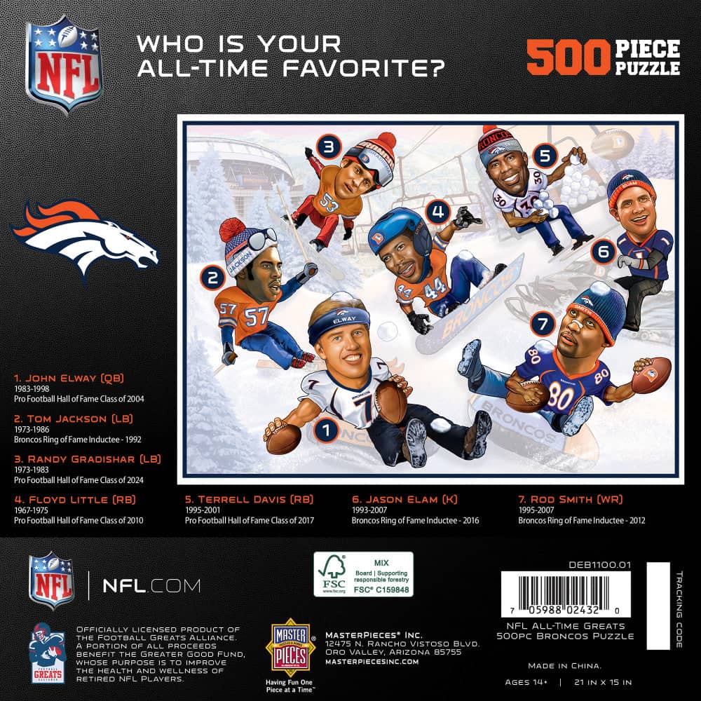 Denver Broncos - All Time Greats 500 Piece Jigsaw Puzzle (ONLINE ORDER ONLY)