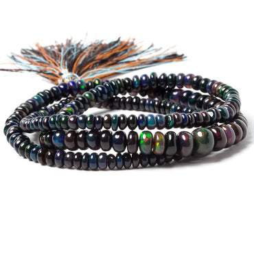 Black Ethiopian Opal Plain Rondelle Beads 200 pieces AAA Grade (ONLINE ORDER ONLY)