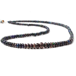 Black Ethiopian Opal Plain Rondelle Beads 200 pieces AAA Grade (ONLINE ORDER ONLY)