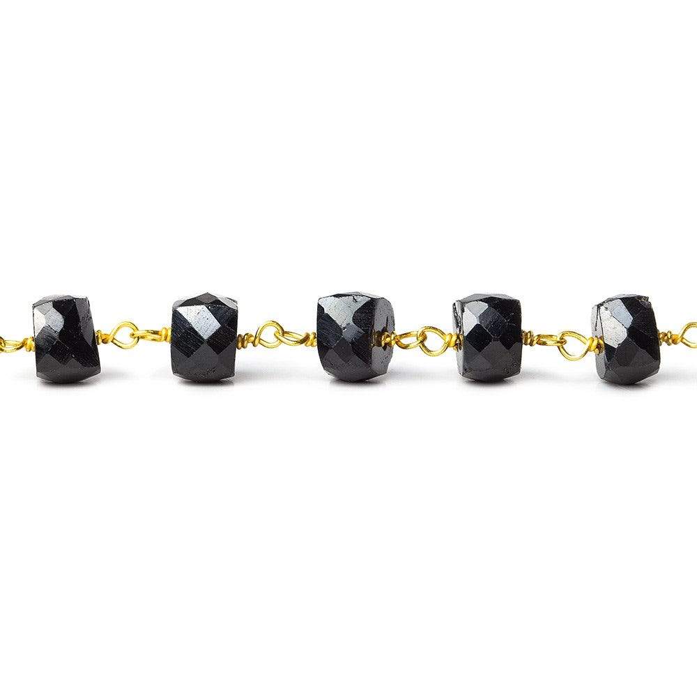 6mm Black Spinel faceted cube Vermeil Chain by the foot (ONLINE ORDER ONLY)