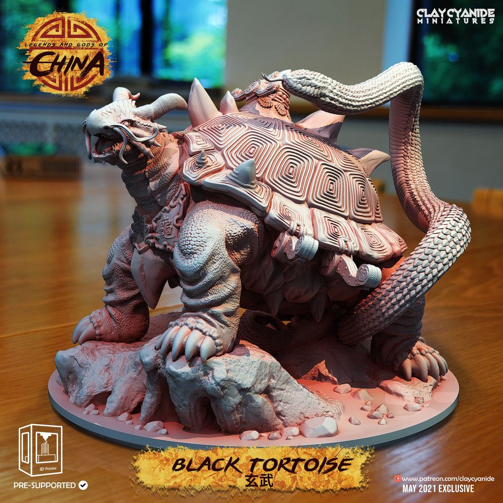 3D Printed Clay Cyanide Black Tortoise Legends and Gods Of China 28 32 mm D&D (Online Only)