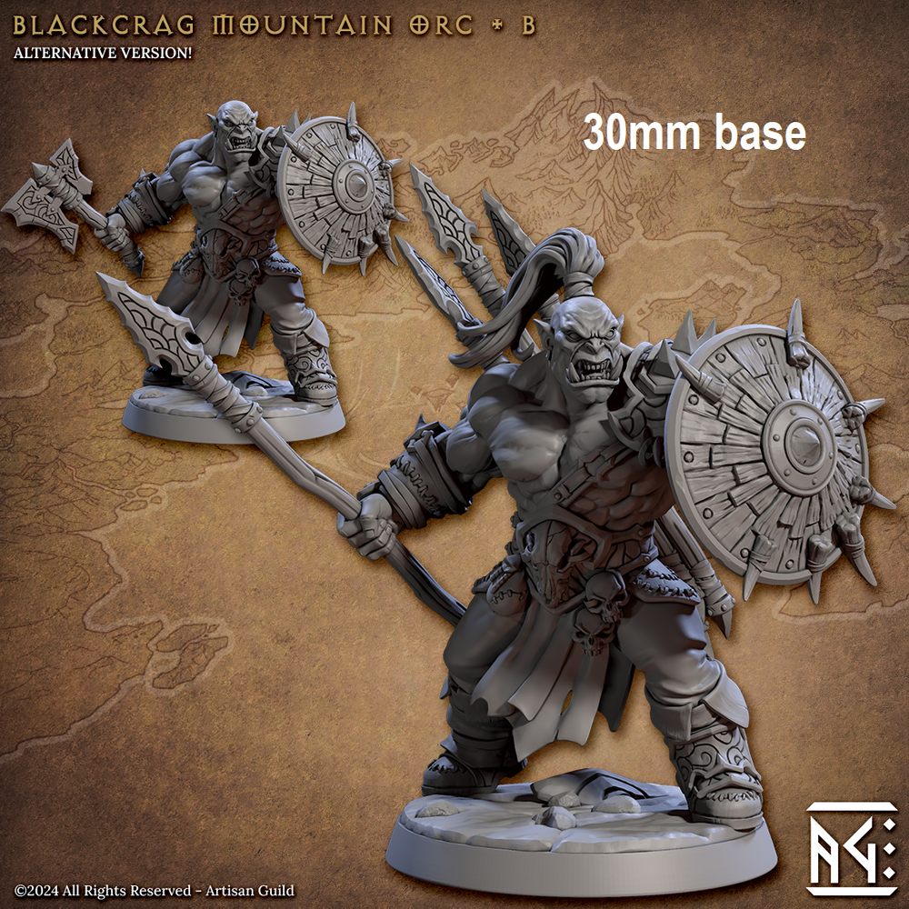 Blackcrag Mountain Orc - Sculpt Option B (Male Orc Barbarian) (Online Order Only)