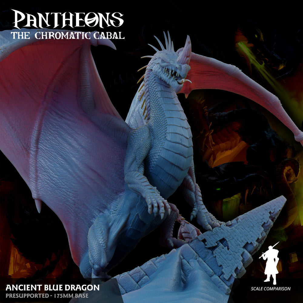 3D Printed Sordane Publishing Ancient Blue Dragon Pantheons The Chromatic Cabal 28 32mm D&D (Online Only)