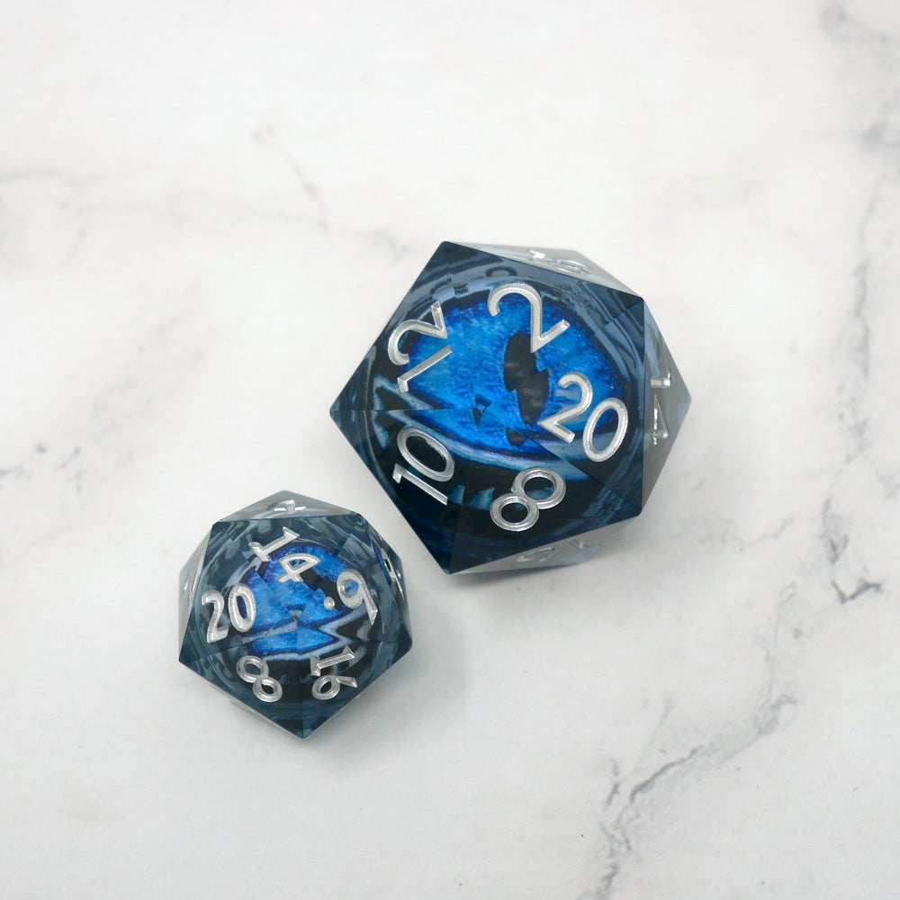 Blue Slaadi's Eye - Giant D20 Moving Eye DnD Dice | Acrylic RPG Gaming Dice (ONLINE ORDER ONLY)