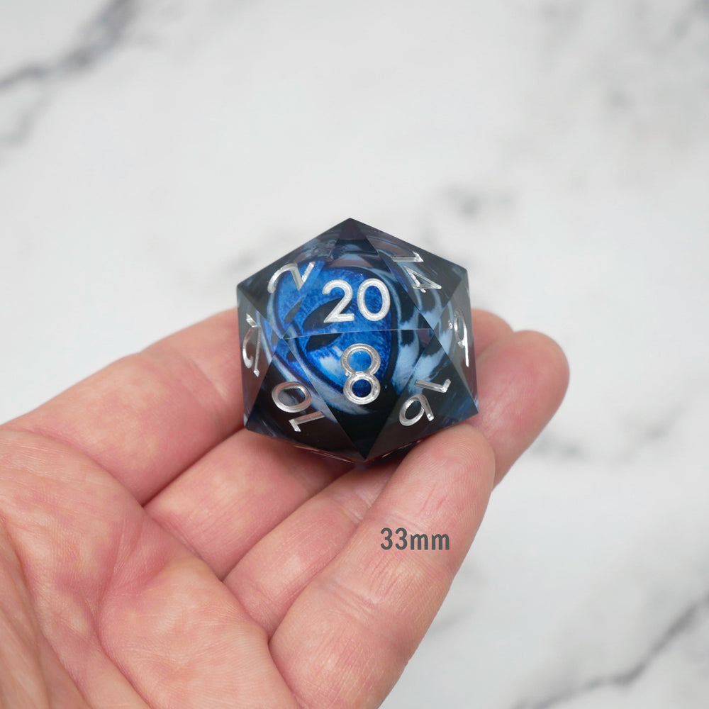 Blue Slaadi's Eye - Giant D20 Moving Eye DnD Dice | Acrylic RPG Gaming Dice (ONLINE ORDER ONLY)