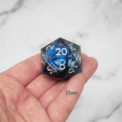 Blue Slaadi's Eye - Giant D20 Moving Eye DnD Dice | Acrylic RPG Gaming Dice (ONLINE ORDER ONLY)