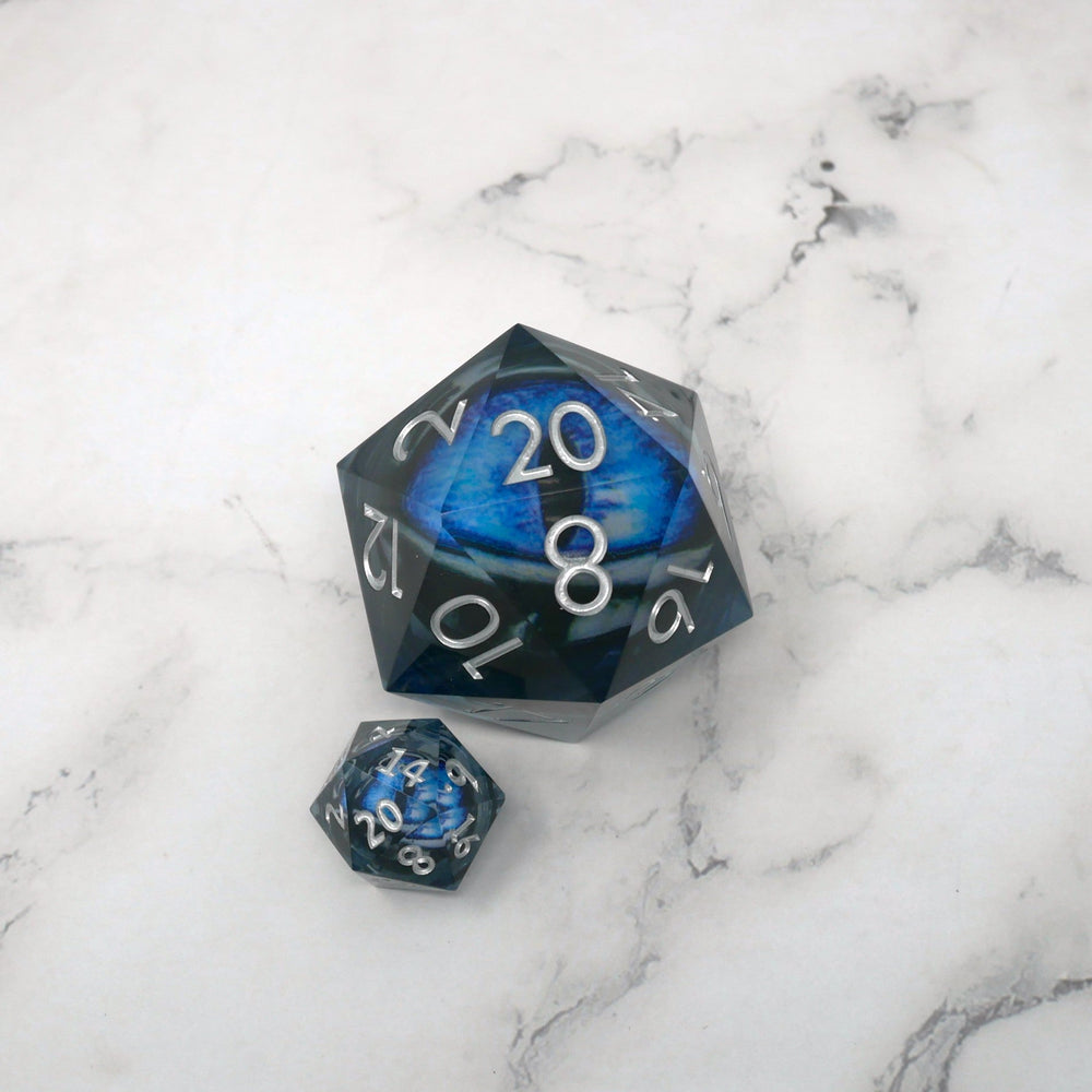 Blue Slaadi's Eye - Giant D20 Moving Eye DnD Dice | Acrylic RPG Gaming Dice (ONLINE ORDER ONLY)
