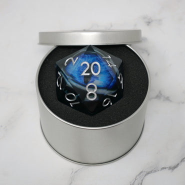 Blue Slaadi's Eye - Giant D20 Moving Eye DnD Dice | Acrylic RPG Gaming Dice (ONLINE ORDER ONLY)