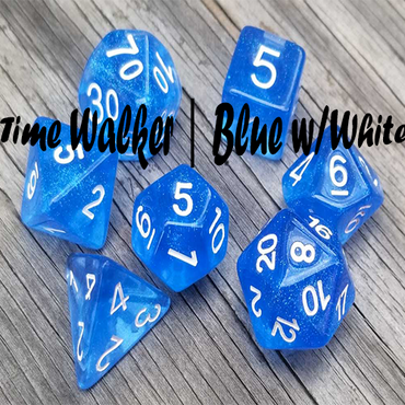 Time Walker | Blue w/White Glitter 7-Dice Set RPG Dice Set (Online Only)
