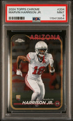 Graded 2024 Topps Chrome Marvin Harrison Jr #204 Rookie RC Football Card PSA 9 Mint (ONLINE ORDER ONLY)