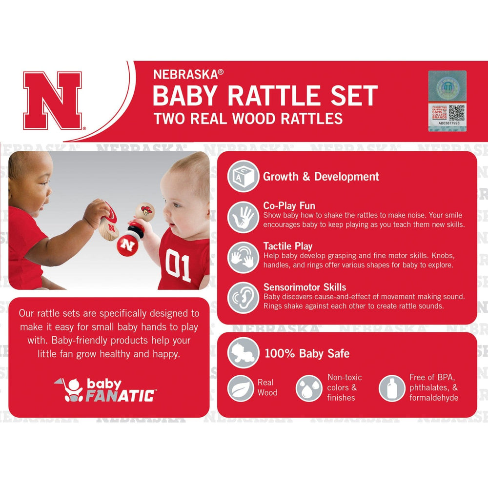 Nebraska Cornhuskers - Baby Rattles 2-Pack (ONLINE ORDER ONLY)