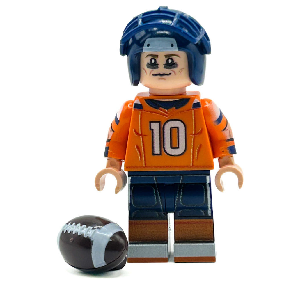 #10 QB Broncos Football Player Minifig made using LEGO parts - B3 Customs (Online Order Only)
