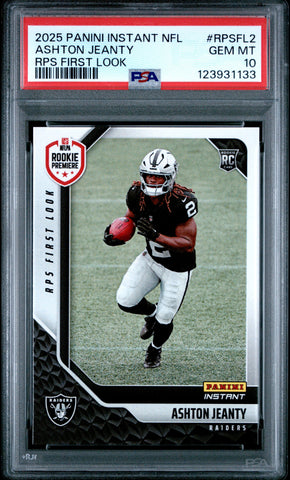 Graded 2025 Panini Instant Ashton Jeanty #RPSFL2 RPS First Look Rookie RC Football Card PSA 10 Gem Mint (ONLINE ORDER ONLY)