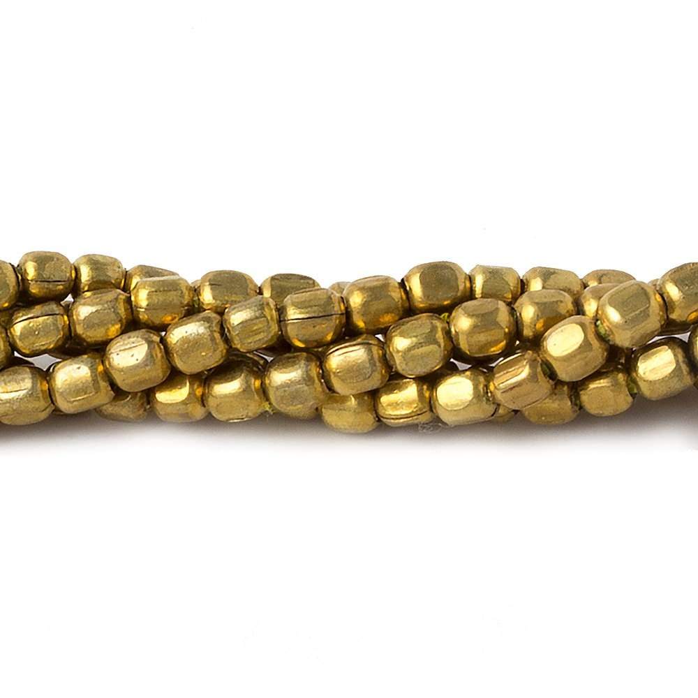Brass Plain Cube Beads on an 8 inch Strand (ONLINE ORDER ONLY)