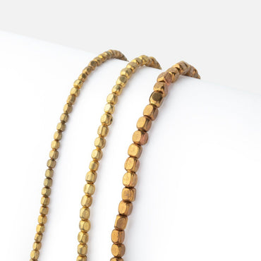 Brass Plain Cube Beads on an 8 inch Strand (ONLINE ORDER ONLY)