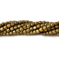 Brass Plain Cube Beads on an 8 inch Strand (ONLINE ORDER ONLY)