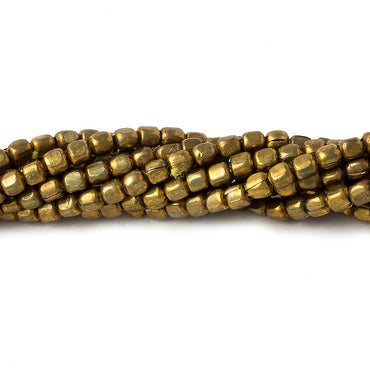 Brass Plain Cube Beads on an 8 inch Strand (ONLINE ORDER ONLY)
