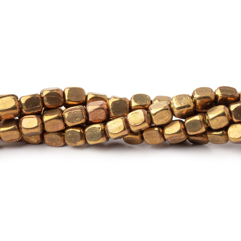 Brass Plain Cube Beads on an 8 inch Strand (ONLINE ORDER ONLY)