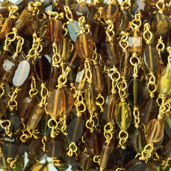 Brown and Green Tourmaline oval Vermeil Chain by the foot (ONLINE ORDER ONLY)