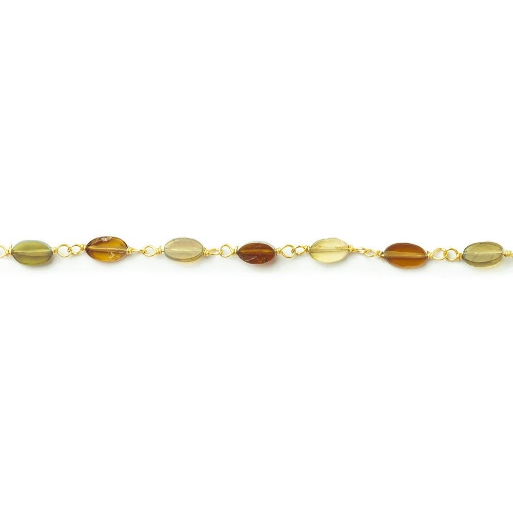 Brown and Green Tourmaline oval Vermeil Chain by the foot (ONLINE ORDER ONLY)