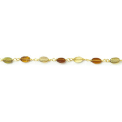 Brown and Green Tourmaline oval Vermeil Chain by the foot (ONLINE ORDER ONLY)