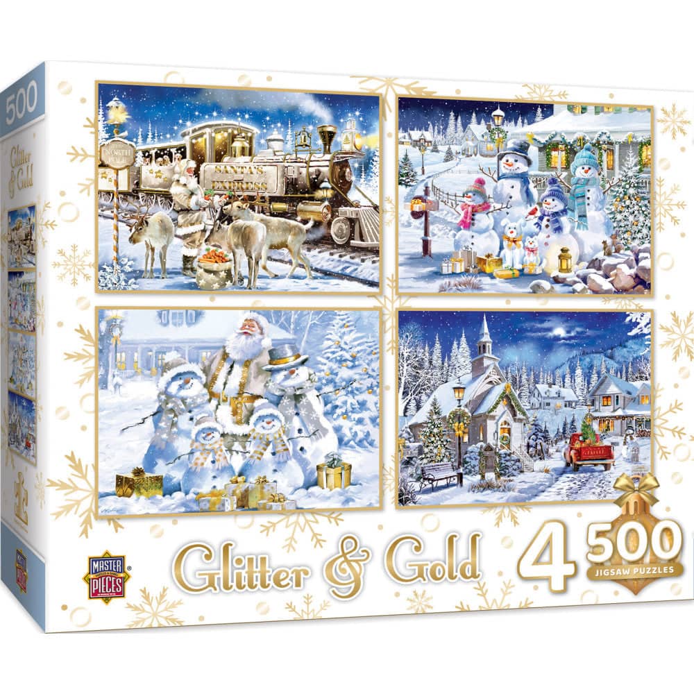 Glitter & Gold - 500 Piece Jigsaw Puzzles 4-Pack